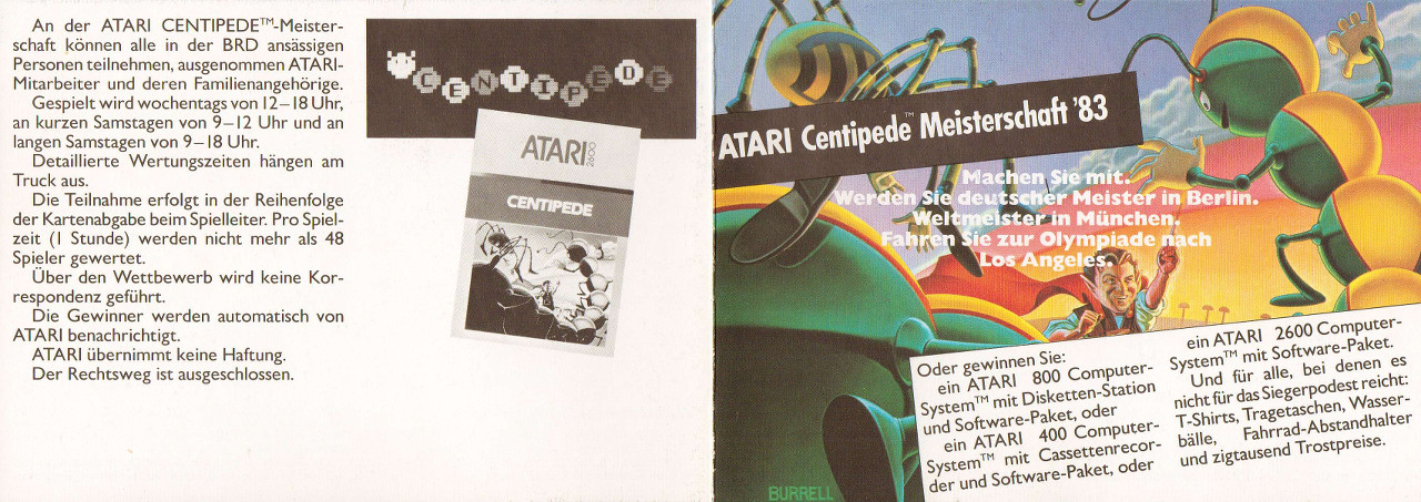 Der offizielle Atari Werbeflyer zur Centipede Weltmeisterschaft 1983. (Bild: Atari)