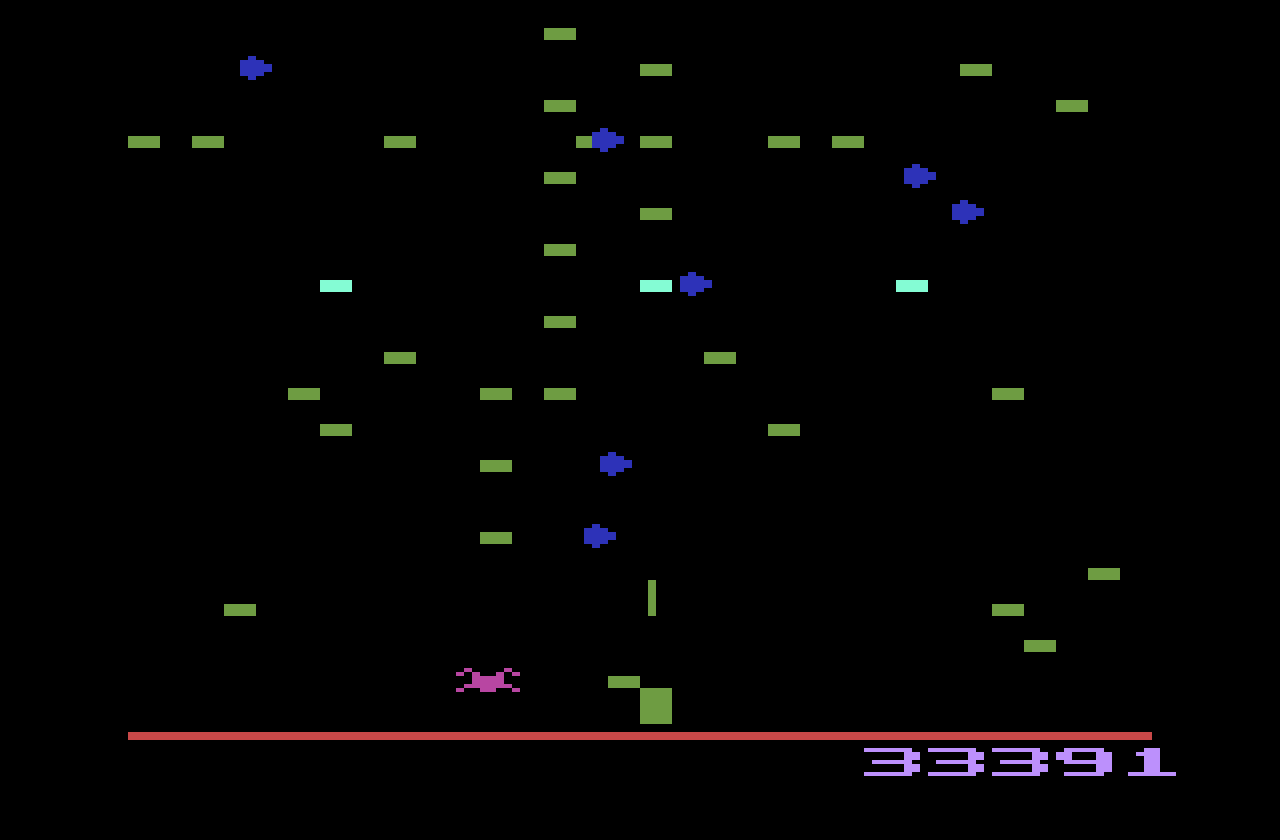Centipede, Umsetzung auf dem Atari VCS. (Bild: Atari)