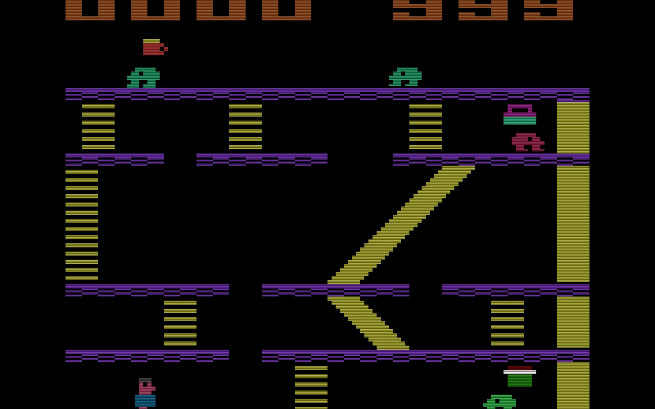 Miner 2049er, das 1982 von Tigervision produziert wurde, war ein klassisches Plattform-Spiel. Bounty Bob musste gegen den Sauerstoffverlust anlaufen, um alle 10 Minen vollständig zu inspizieren. (Bild: Tigervision)