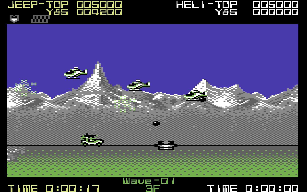 Oben im Bild ist die C64-Version, unten die des Amiga. Im direkten Vergleich sieht die Amiga-Version deutlich besser aus. Beide Screenshots zeigen Level 1. (Bild: Tecmo, Sammy)