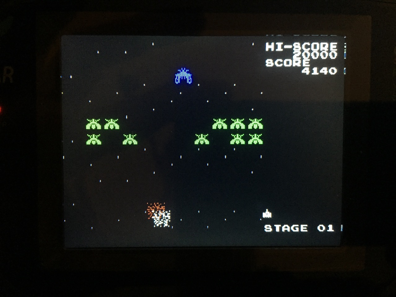 Screenshot von Galaga auf dem Game Gear mit LCD Mod. (Bild: André Eymann)