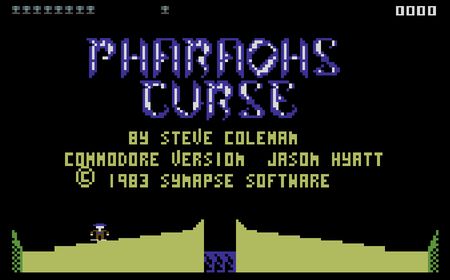 Das Abenteuer beginnt: Der Startbildschirm von Pharaoh’s Curse für den Commodore 64. (Bild: Synapse Software)