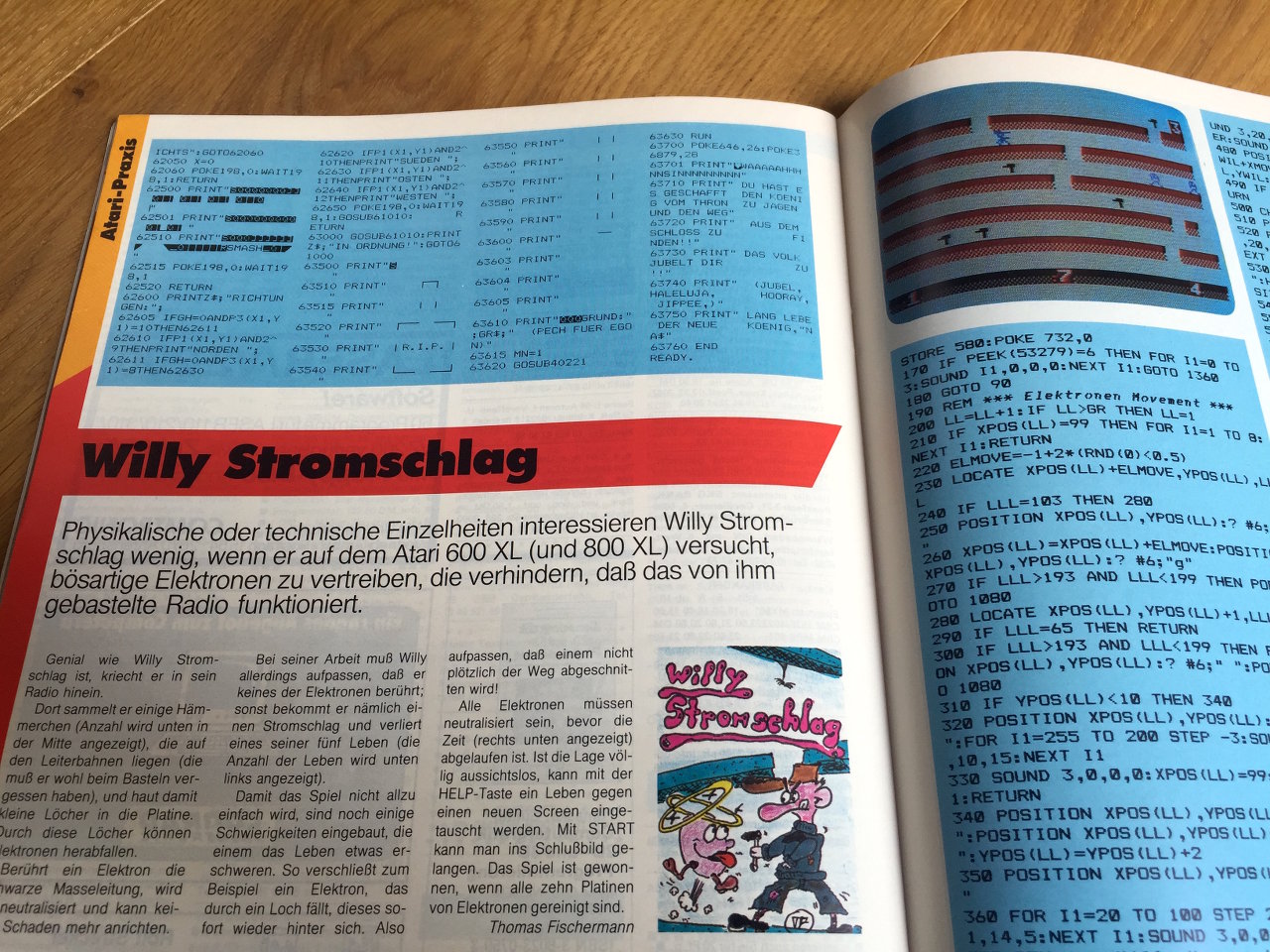 Und immer wieder Listings. "Willy Stromschlag" für den Atari Homecomputer von Thomas Fischermann. (Bild: André Eymann)