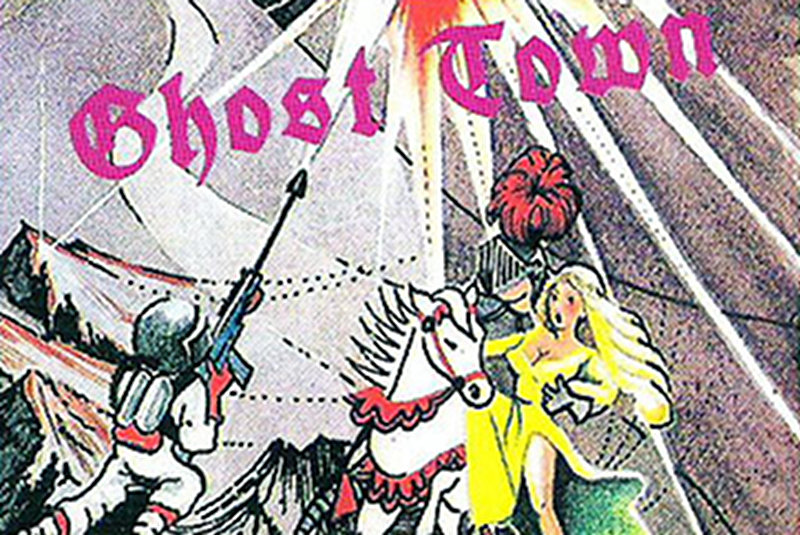 Finden Sie den sagenumwobenen Schatz. Ausschnitt aus dem fantasievollen Kassetten-Cover von Ghost Town für den Commodore 16. (Bild: Kingsoft)