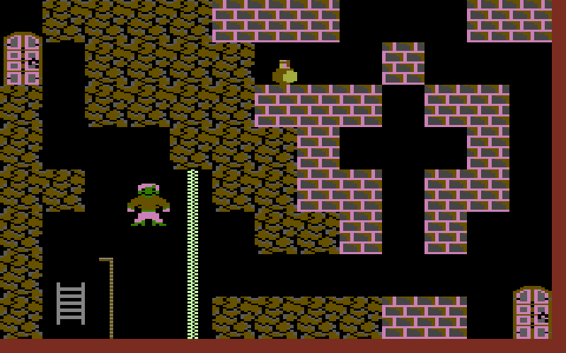 In Ghost Town muss der Spieler 19 unheimliche Hires-Räume überleben. Screenshot vom Commodore 16. (Bild: Ingo Hinterding)