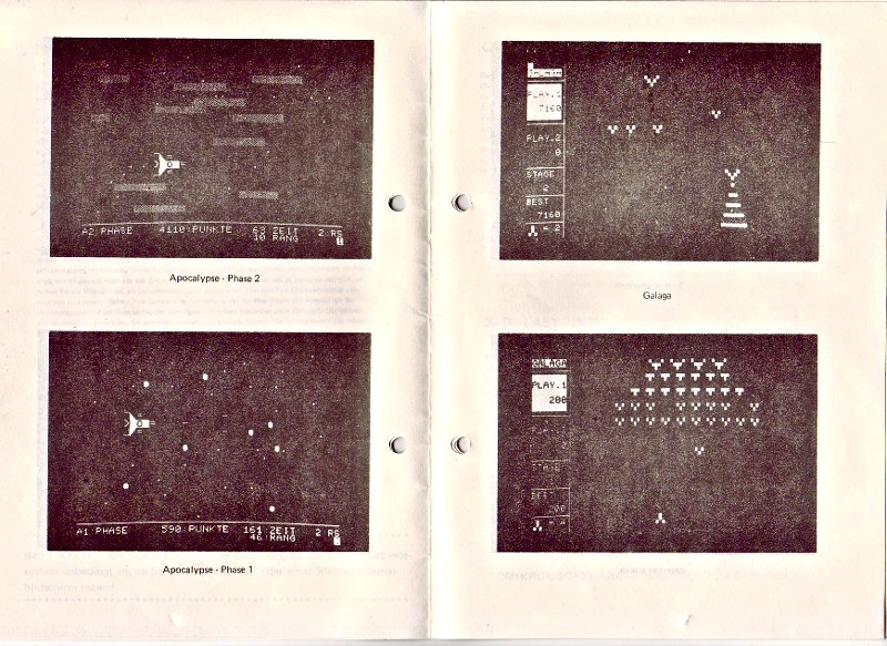 Abbildungen aus dem Omikron-Katalog von 1982. Hier kann man gut erkennen, dass die Spiele damals noch zeichenorientiert dargestellt wurden. (Bild: Omikron)