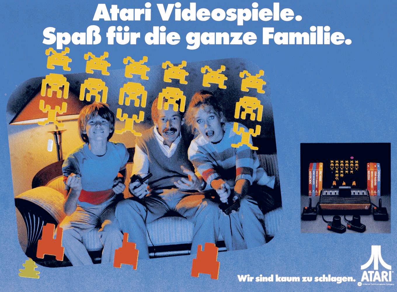 Atari Werbung mit Space Invaders-Motiv: „Wir sind kaum zu schlagen“. (Bild: Atari)