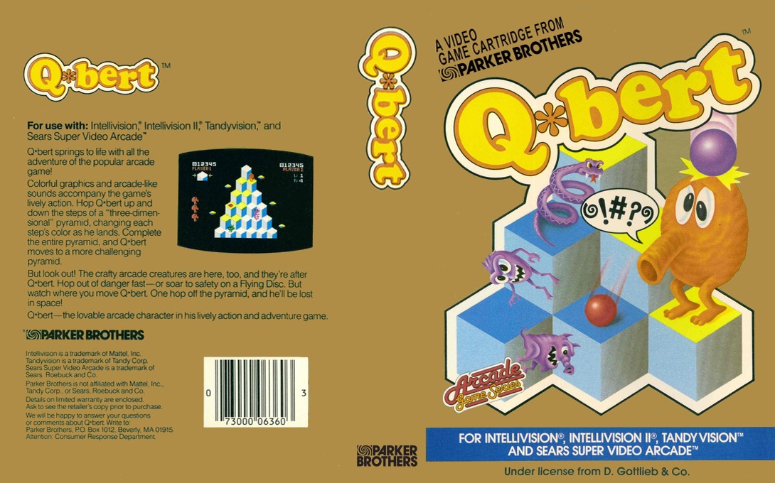 Wenn sich unter dem Geschenkpapier eine goldfarbene Schachtel offenbarte, dann war eine Automatenumsetzung von Parker Bros. für das Mattel Intellivision nimmer fern. Atari VCS Titel hatten eine silberne Schachtel, Coleco Module von Parker eine beigefarbene Packung. (Foto: MobyGames)