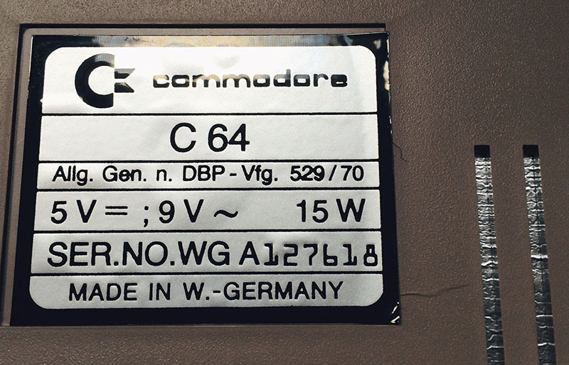 Commodore 64, WG-A (1983), SERIENNUMMER. (Bild: Stefan Vogt)