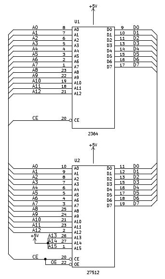 Schaltplan für den "2364 to 27512 adapter", abgeleitet von Tynemouth Softwares Design. (Bild: Thilo Niewöhner)