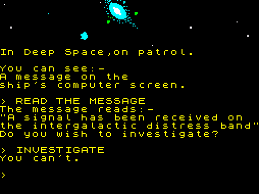 Message from Andromeda von 1984. (Bild: Interceptor Software, ZX Spectrum)