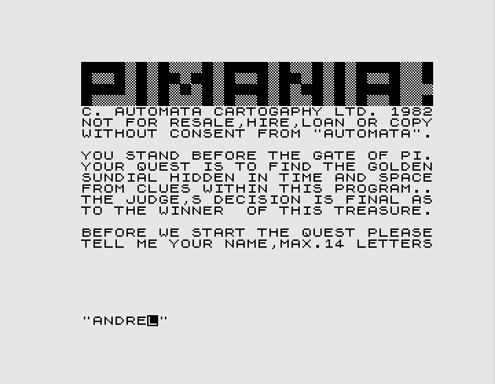 Pimania von 1982. (Bild: Automata, ZX81)