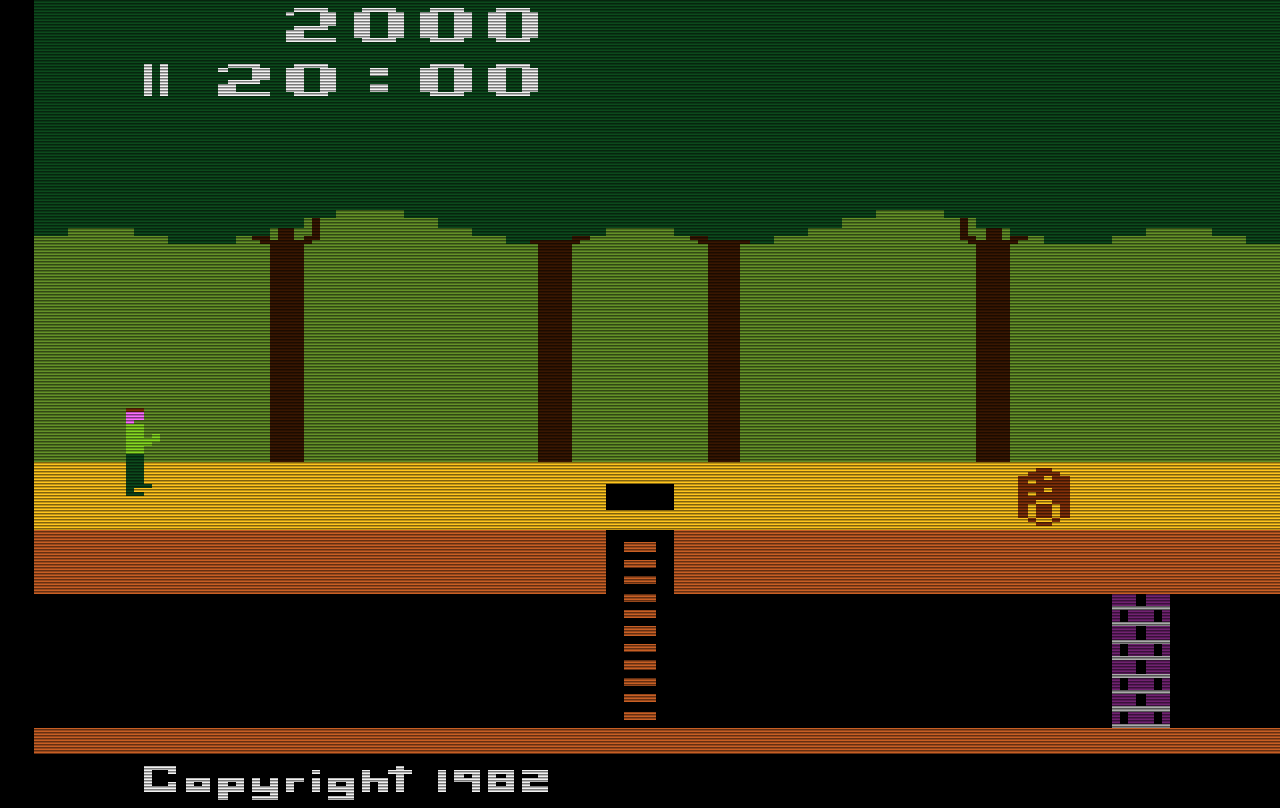 Pitfall! – Diesen Bildschirmausschnitt sieht der Spieler, wenn der das Spiel auf dem Atari VCS beginnt. (Bild: Guido Frank)