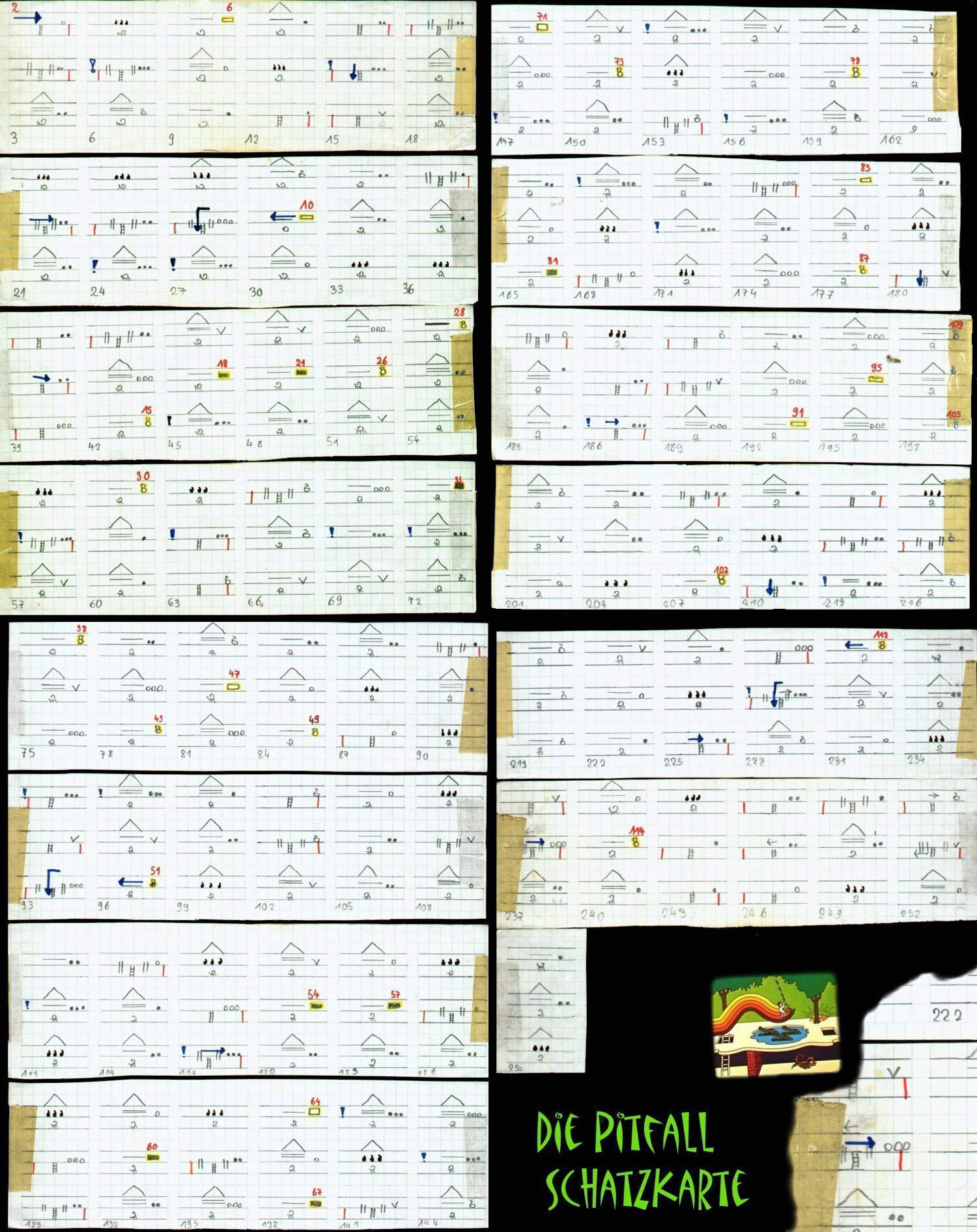 Die handgezeichnete Schatzkarte zu Pitfall! für das Atari VCS. (Bild: Guido Frank)