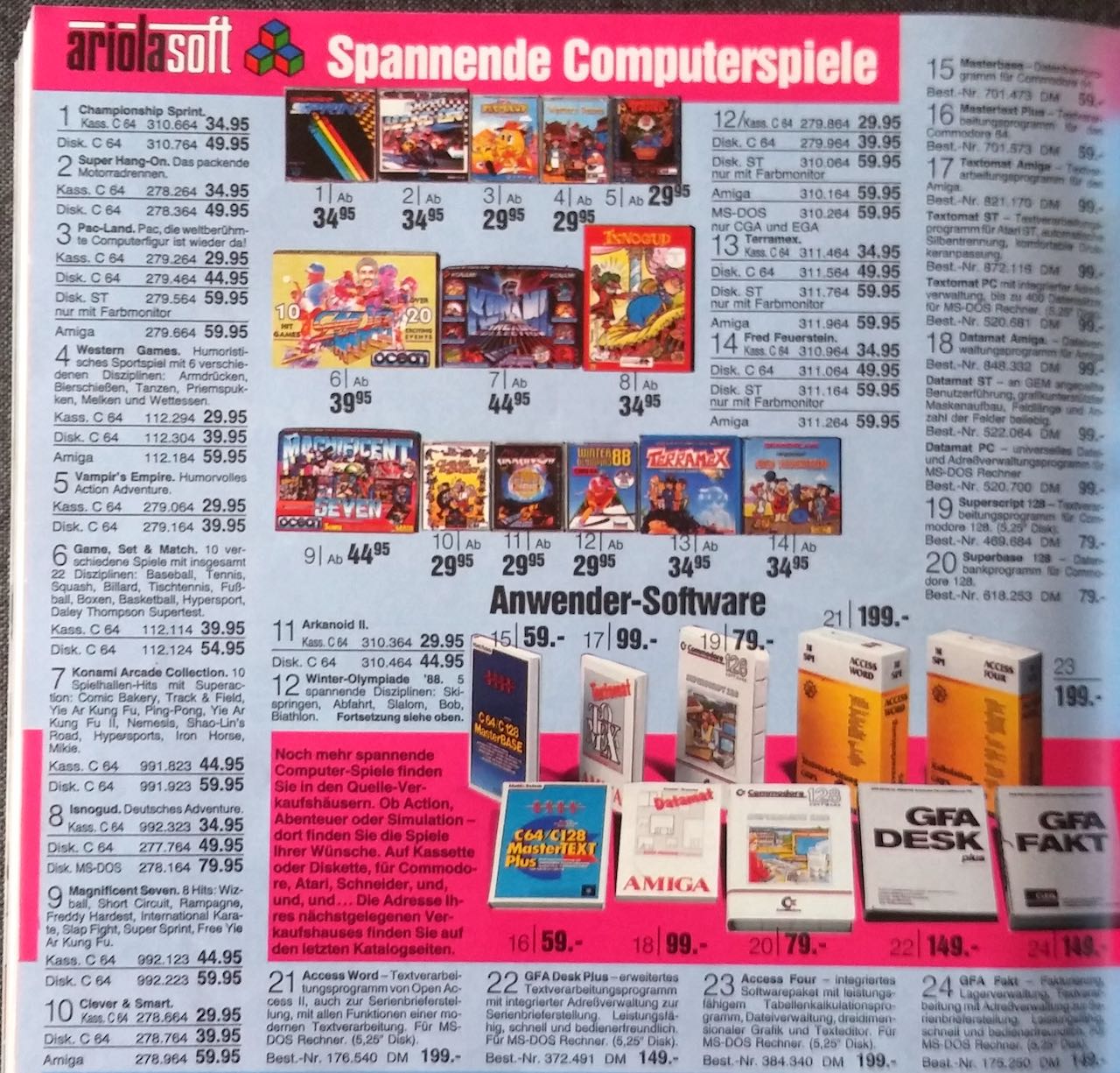 Werbung für Ariola-Spiele in einem OTTO-Katalog der 80er Jahre. (Bild: Christian Klein, www.thelegacy.de)