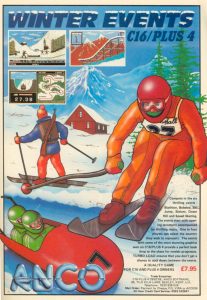 Anzeige von Anco aus dem Jahr 1986 für das C16/Plus4-Spiel "Winter Events". (Bild: Anco)