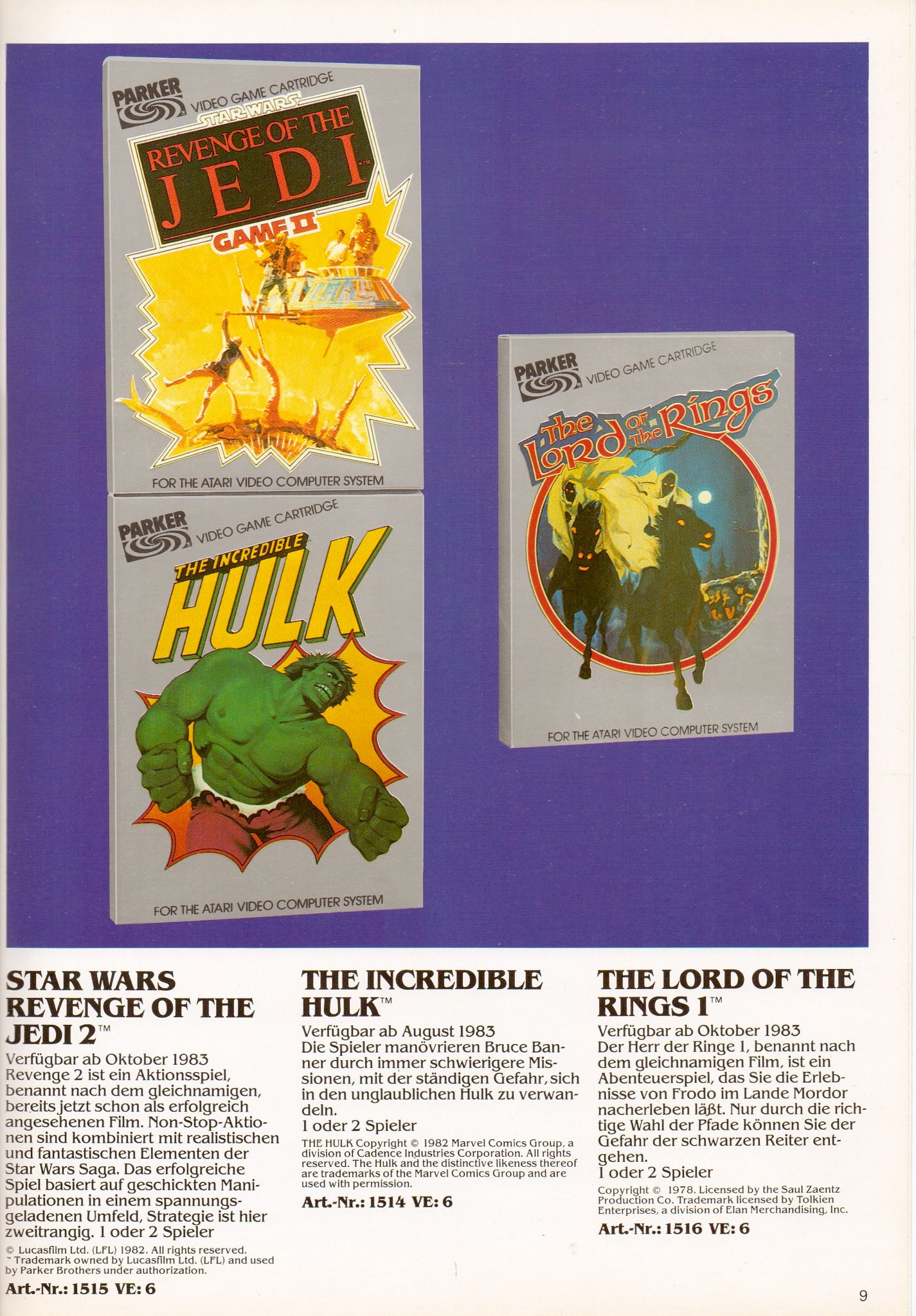 Abbildung aus dem Parker Prospekt mit Bezug auf das Spiel Hulk