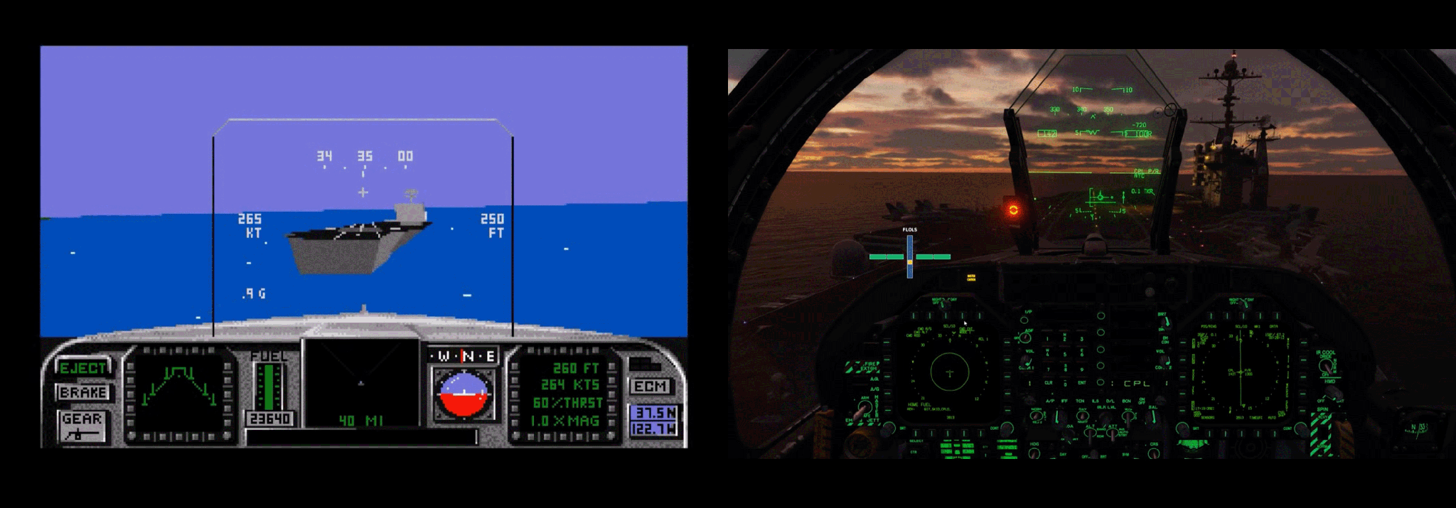 Mehr als 30 Jahre nach F/A-18 Interceptor von Electronic Arts ist das schier unmögliche weit übertroffen: die einstigen statischen Ladeschirme sind verblüffend photorealistischen Spielerlebnissen gewichen.