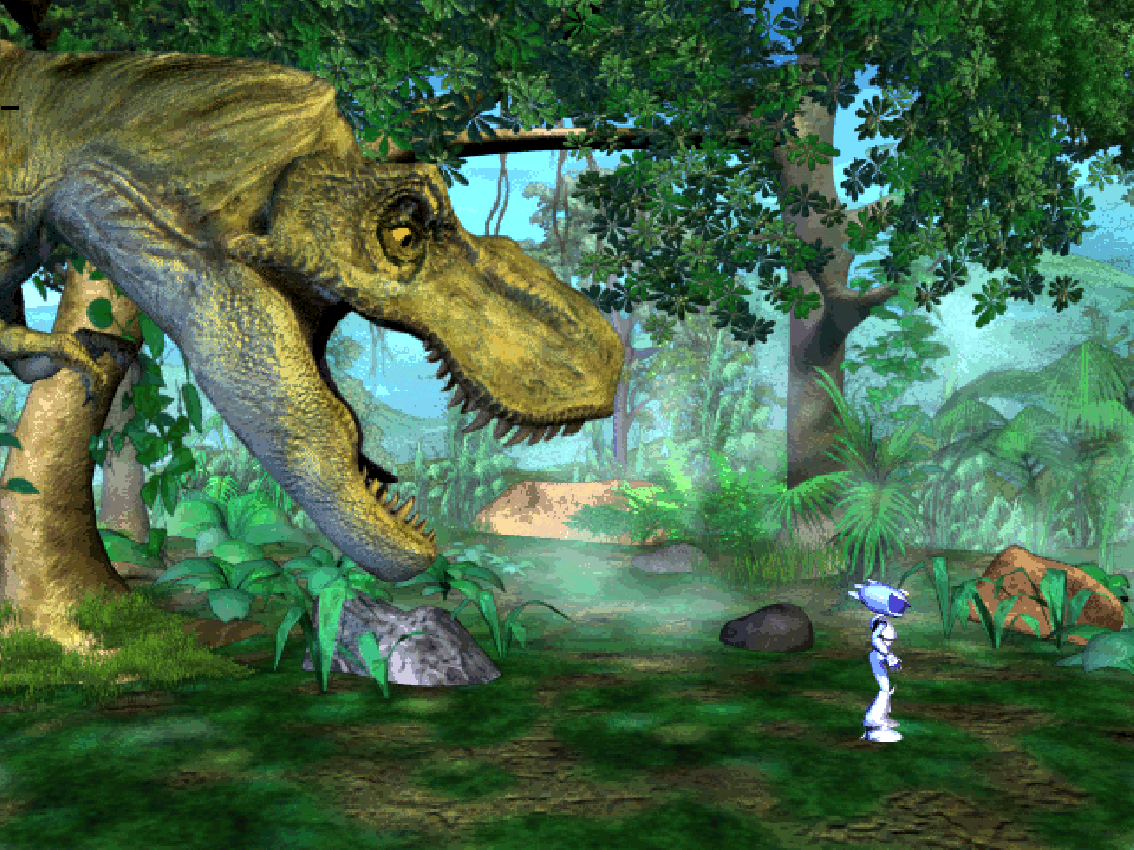 Jurassic Park III: Dino Defender (Windows) screenshot: Basically, run. (Bild: MobyGames)