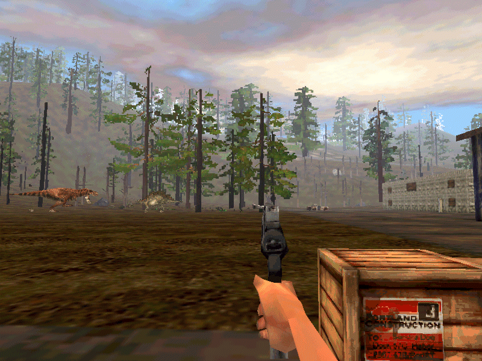 Trespasser: The Lost World - Jurassic Park (Windows) screenshot: That's one dead stegosaur. (Bild: MobyGames)
