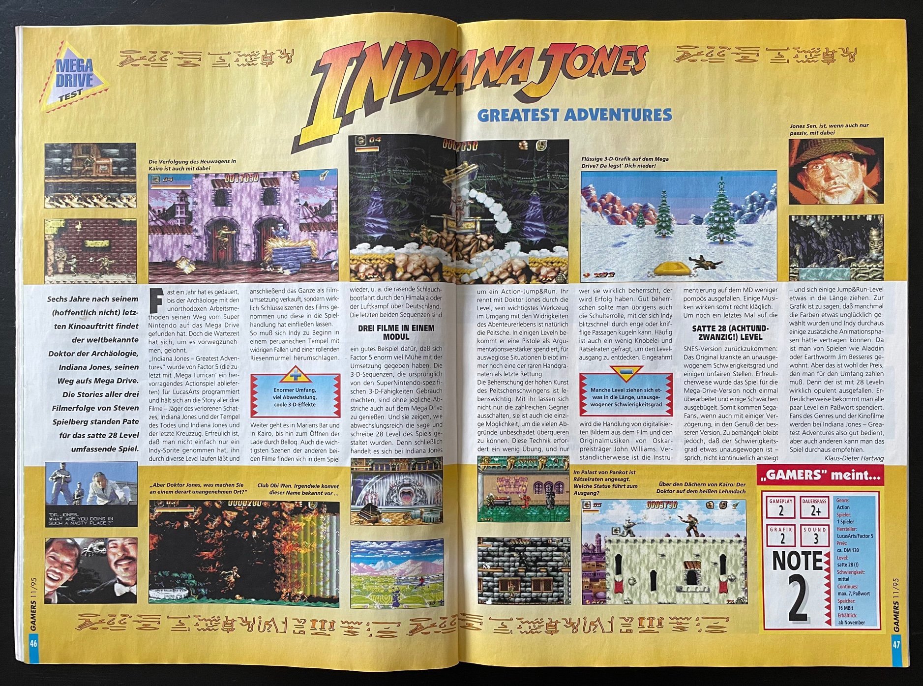Der Test zum Spiel in der November-Ausgabe 1995 der deutschen Zeitschrift GAMERS. (Bild: Steffen Anton)