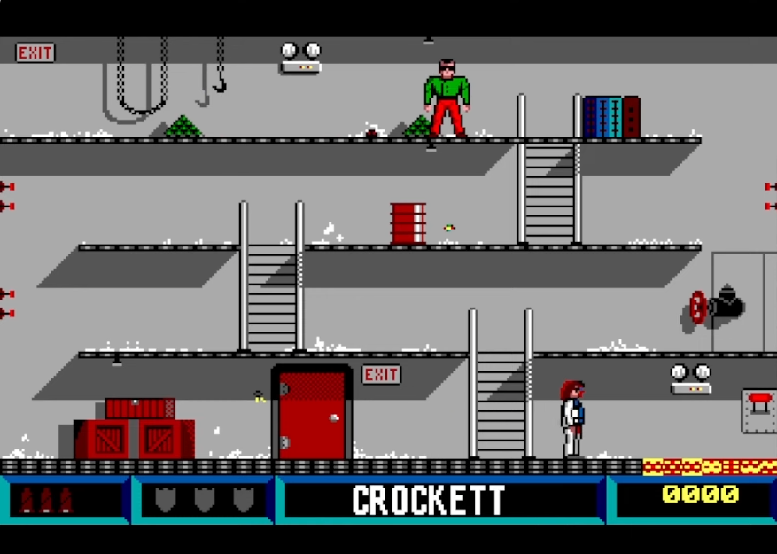 Screenshot der DOS-Version, die sehr einem klassischen Jump'n Game ähnelt.