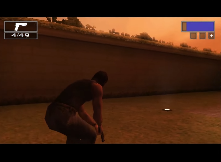 Screenshot der PSP-Fassung - Sonny geht in Deckung