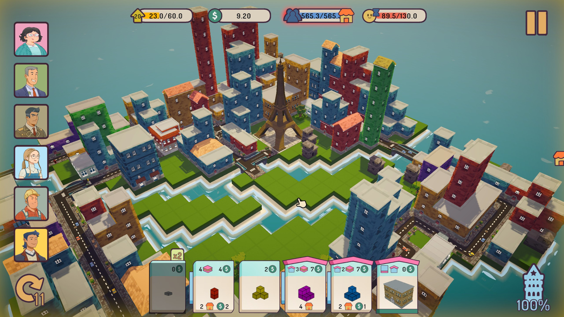 Ein Eiffelturm mitten in einer blockigen Stadt? Mini City: Mayhem machts möglich.