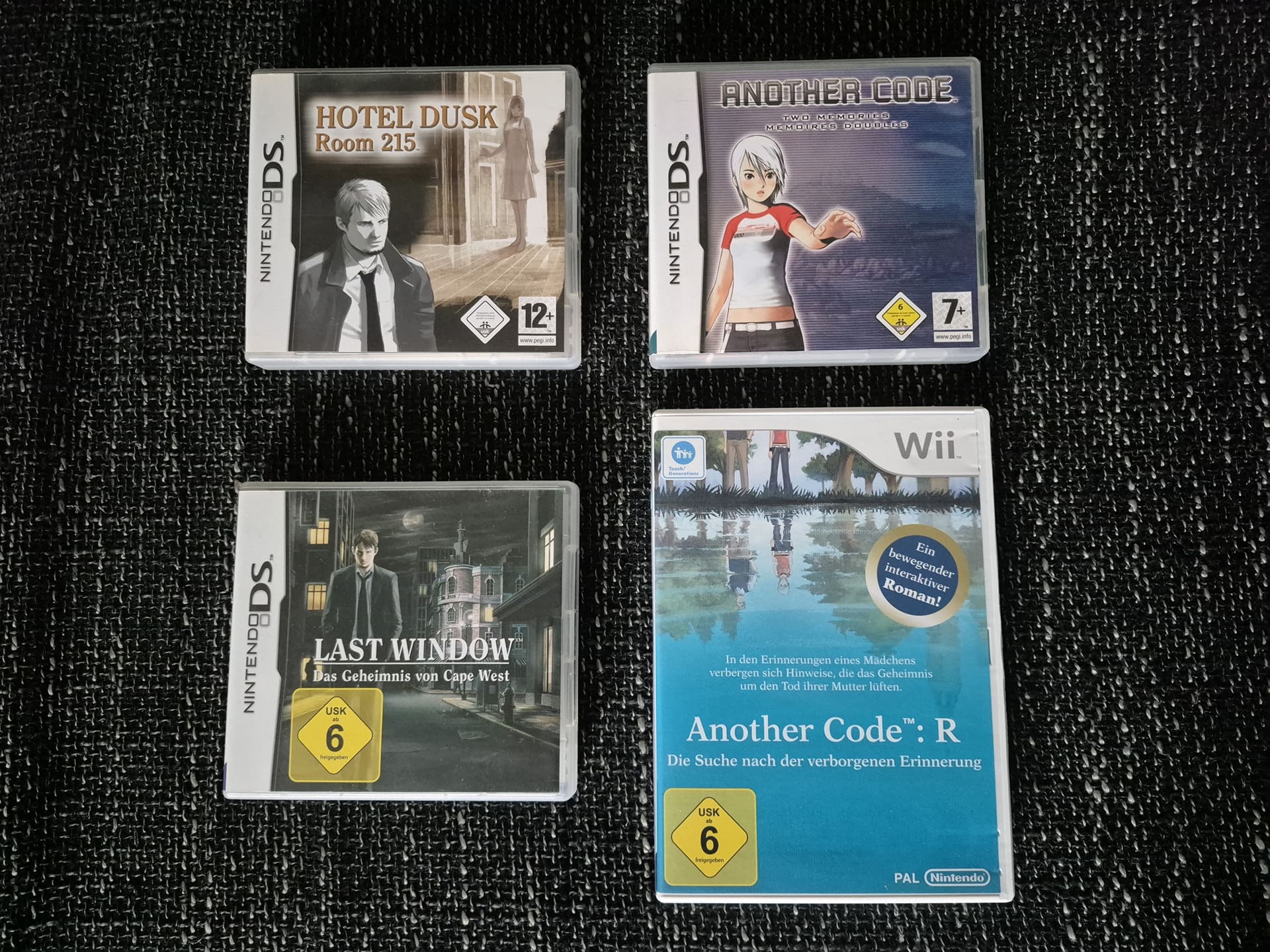 Bild mit einer Auswahl an CING-Spielen aus der Kyle Hyde Saga sowie der Another Code Reihe