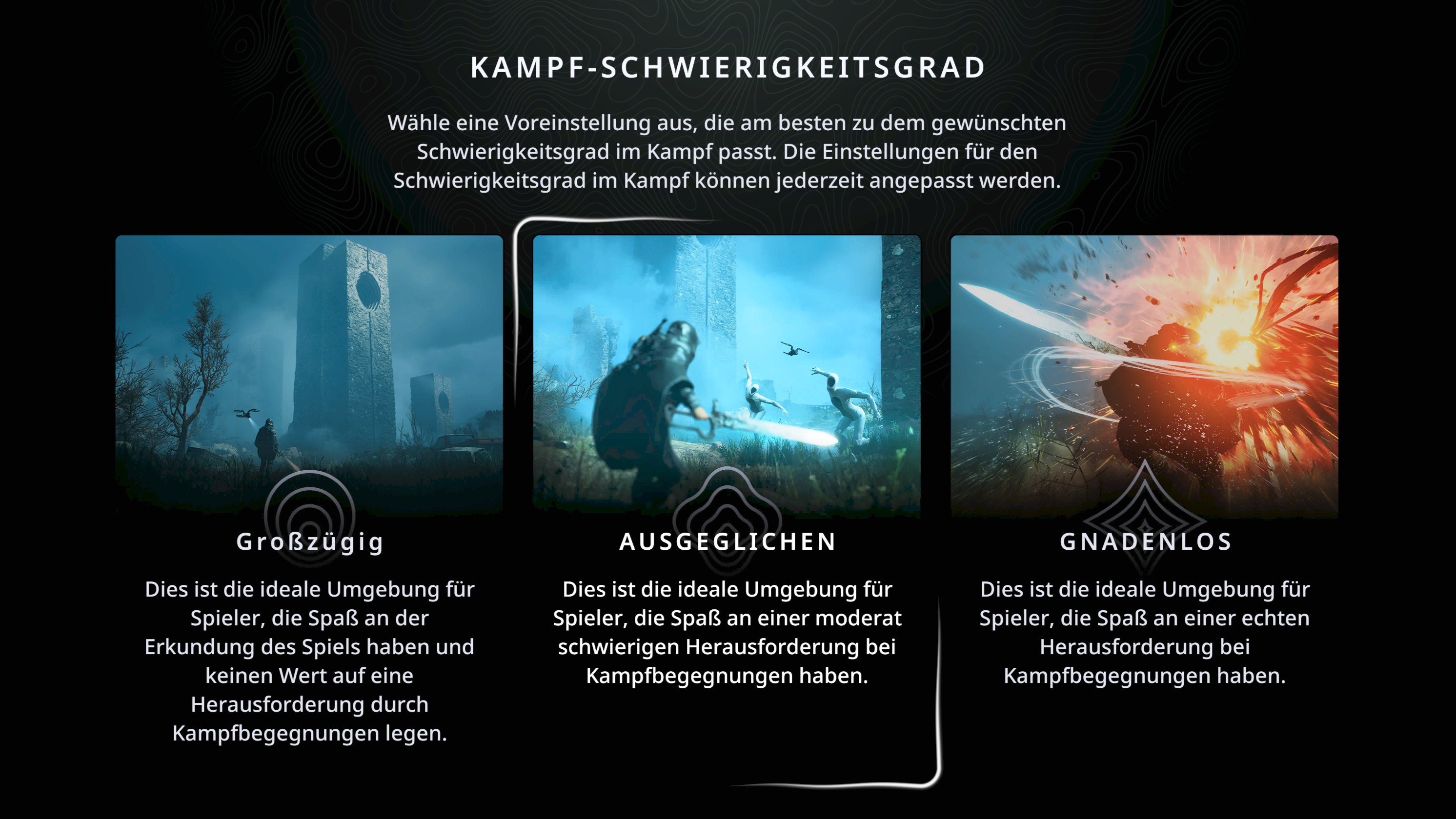 Screenshot von der Hell is Us Schwierigkeitsauswahl nach Spielstart 